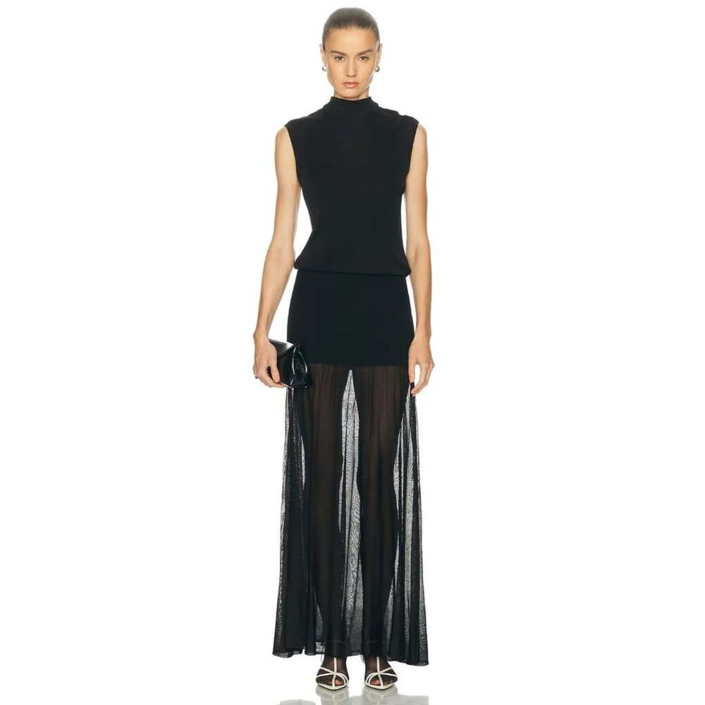 SRG Charmain Blouson Dress in Black Small New Womens Knit Long Gown Maxi